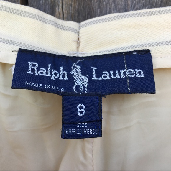 Ralph Lauren Blue Label Vintage Y2K High Rise Striped Wide Leg Pants Cream Blue - Picture 4 of 16